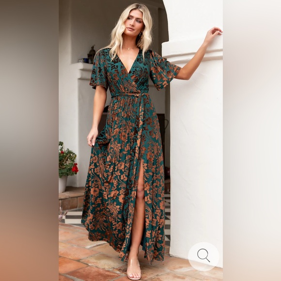 Baltic Born Dresses & Skirts - Baltic Born Teal and Copper Floral Maxi Dress